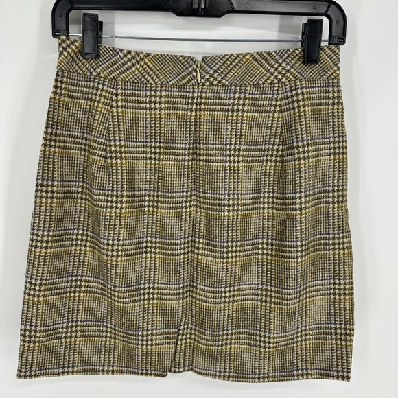 J. Crew Plaid Mini Skirt 2 Wool Tweed Pleated Preppy Academia NEW Brown Tan - Picture 2 of 6